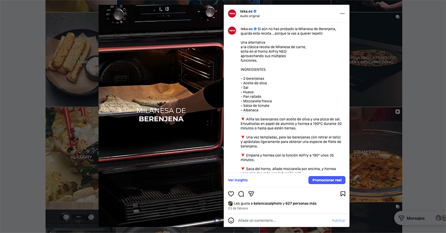 vídeo reel de la cuenta de instagram de teka españa