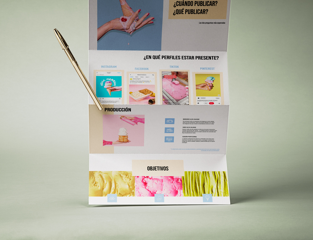 papel donde se muestra una serie de diapositivas con una asesoria de redes sociales