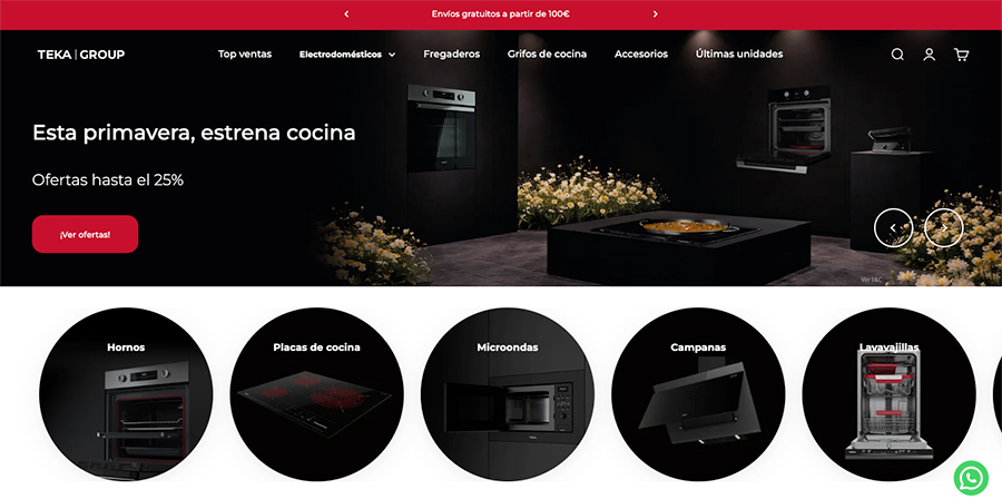 ecommerce de Teka mostranso. los banners de la home