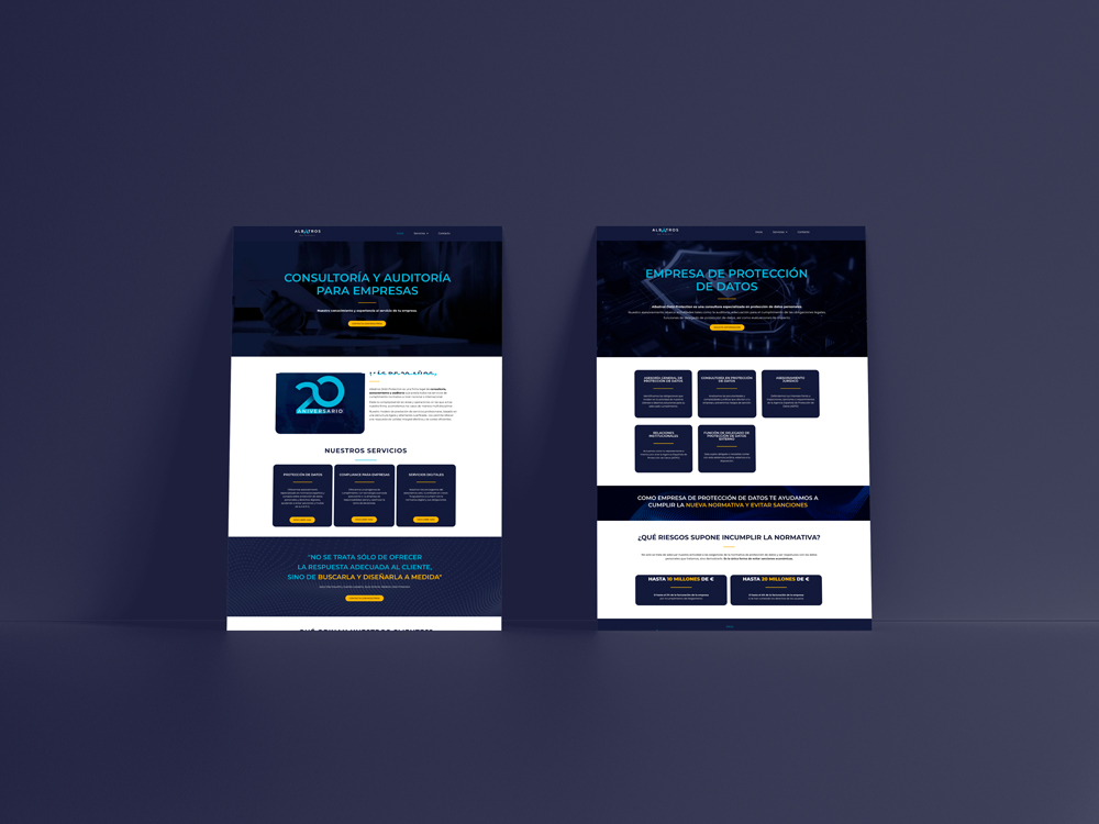 mockup con dos diseños de la web de albatros data protection