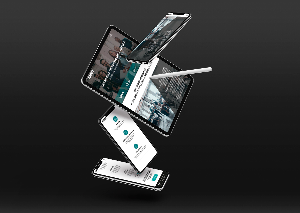 mockup con diseño web enzo