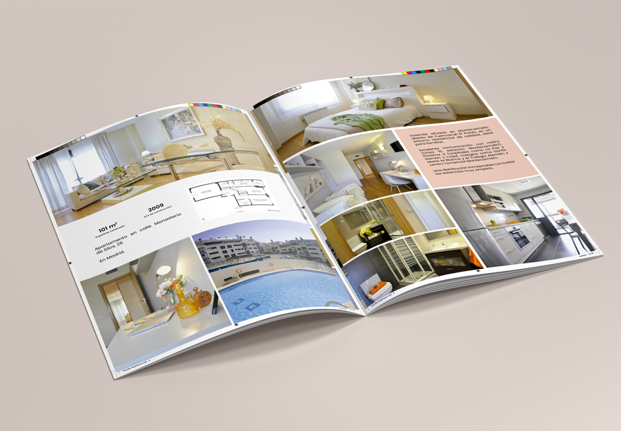 Diseño revista inmbiliaria en mockup proyecto freelance